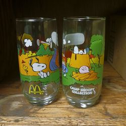 Vintage Vntg Snoopy Charlie Brown Peanuts Gang Drinking Cups Glasses