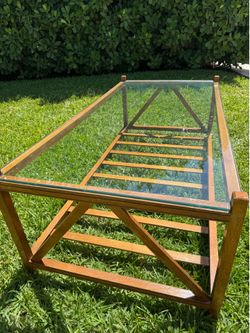 Glass Top Wooden Coffee Table