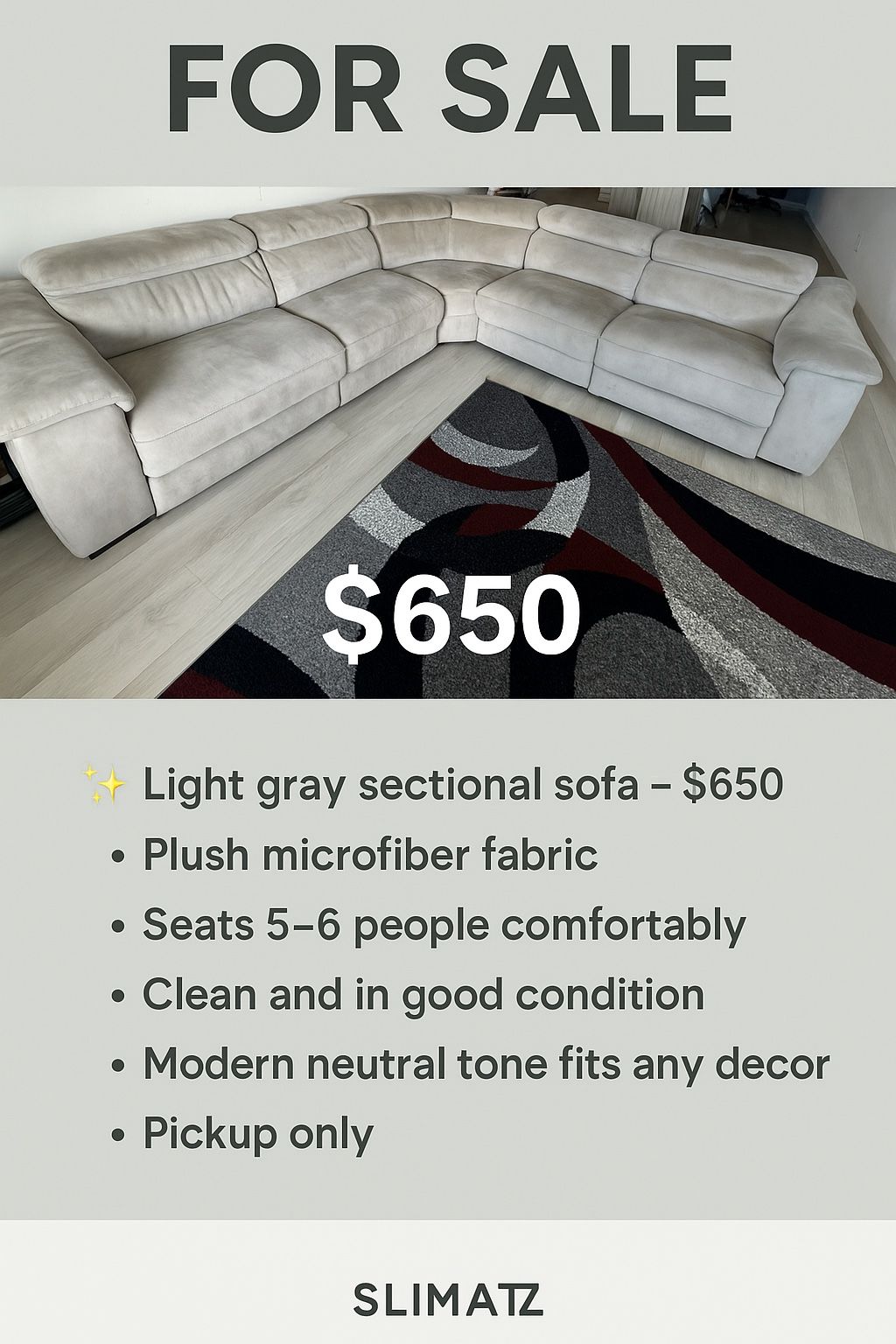 Grey 3 PC Reclining Sectional