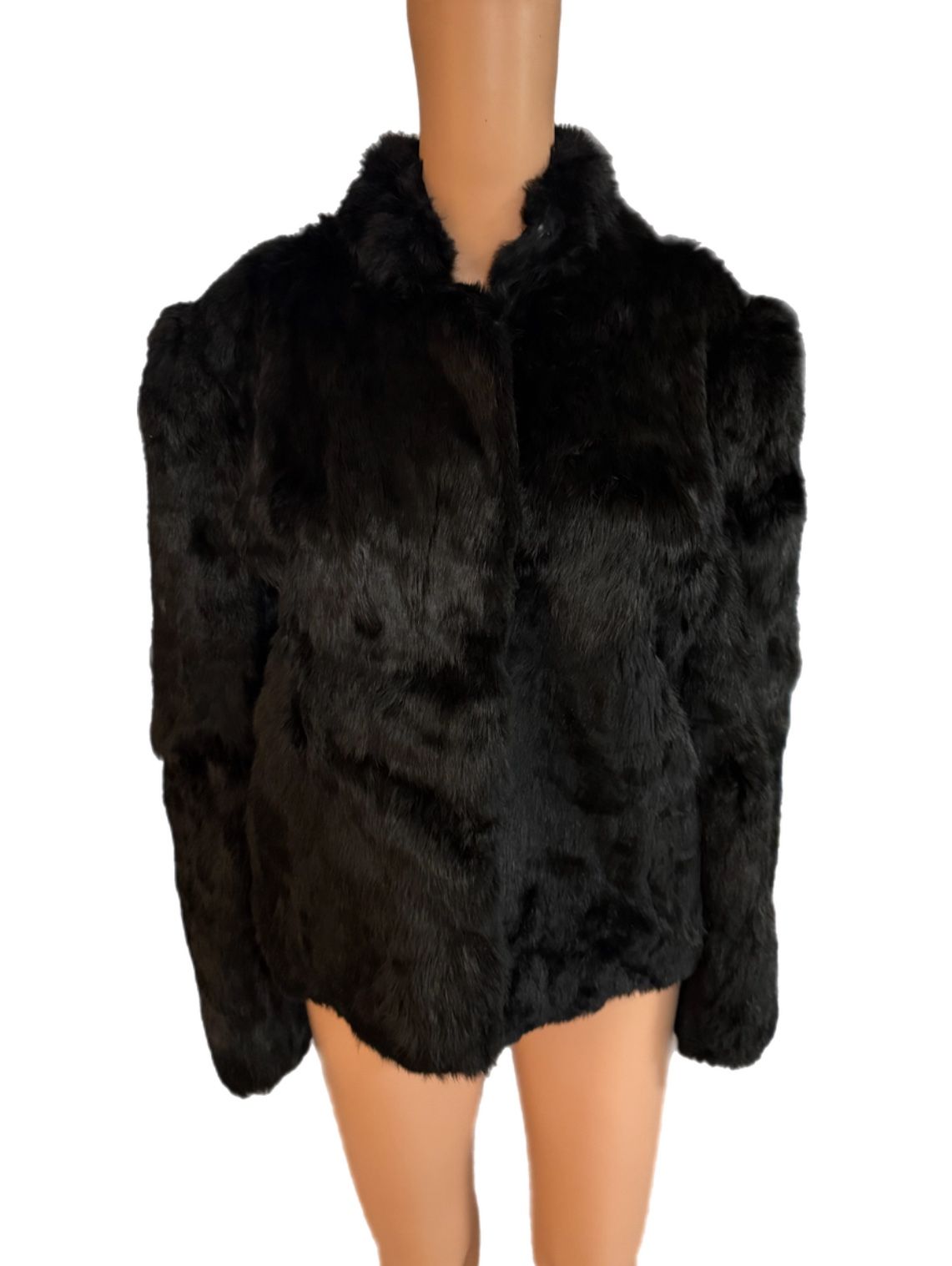VTG Rabbit Fur Jacket Black Fits  Medium / Large