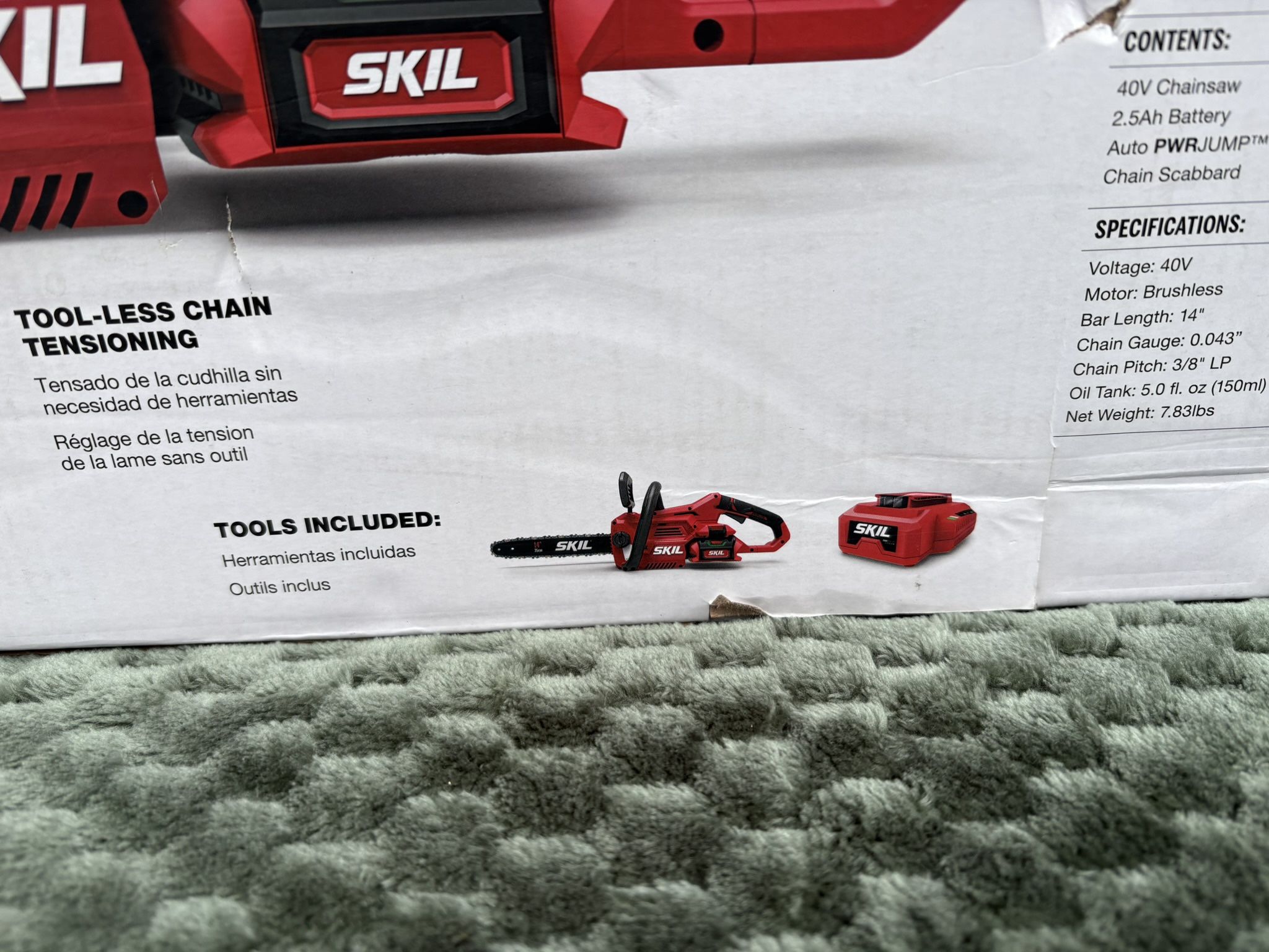 SKIL CS4555-10 PWR CORE 40 Brushless 40V 14" Chainsaw Kit w/2.5Ah Battery & Charger