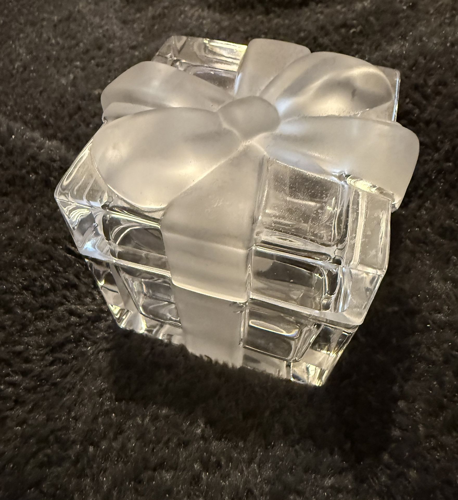 Tiffany & Co. Frosted Crystal Covered Gift Box Trinket Dish