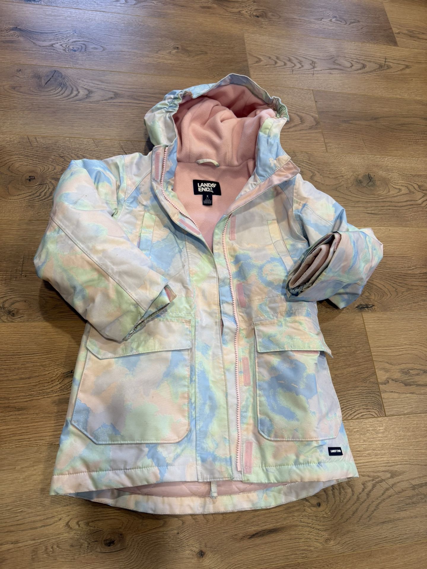 Girl Lands End Pastel Tie Dye Coat - Size M/8