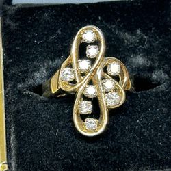 14kt YG Swirl 1ct Dia Ring 