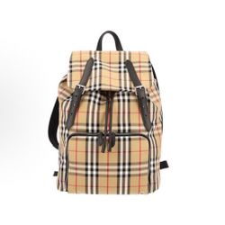 Burberry Plaid Printed Fabric Backpack(24)85