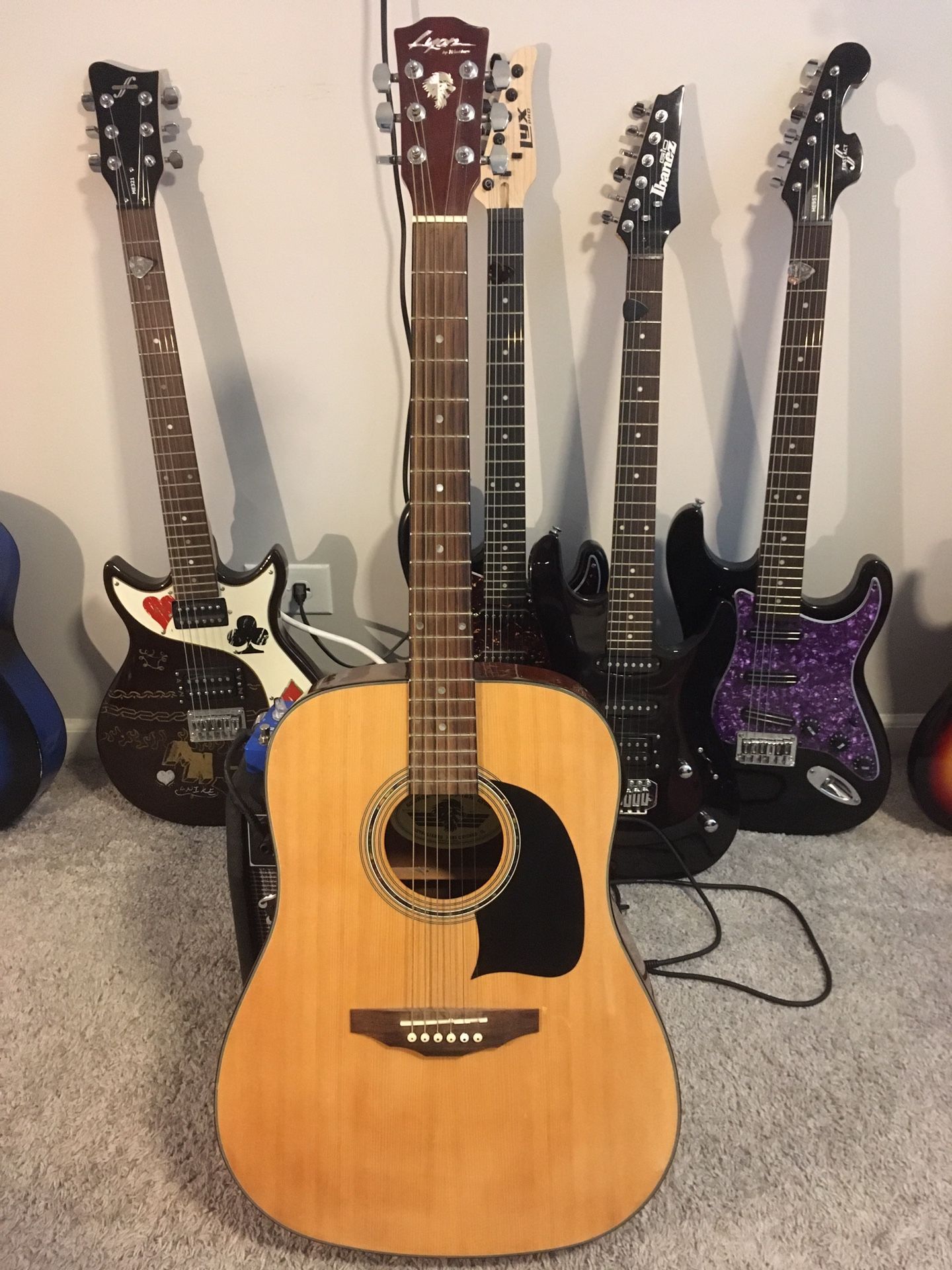Lyon Washburn acoustic with electric tuner and gig bag