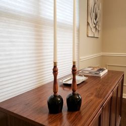 Candlestick Holders Dark Bulbous Bases Tall Wooden Stems Set of 2 Vintage Style