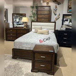 4 Pc Queen Or king Size Bedroom Set ( Included Bed Frame , Dresser ,Mirror , nightstand )