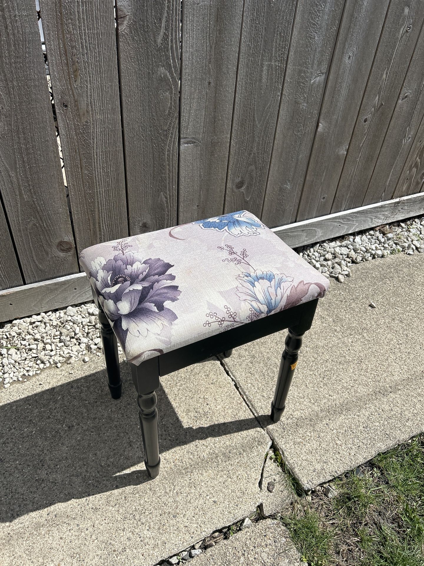 Floral Upholstered Vanity Stool