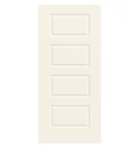 JELD WEN 36 in. x 80 in. 4-Panel Equal Universal/Reversible White Steel Front Door Slab