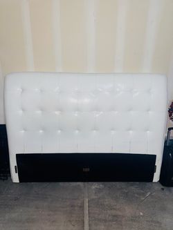 White Tufted Faux Leather Headboard