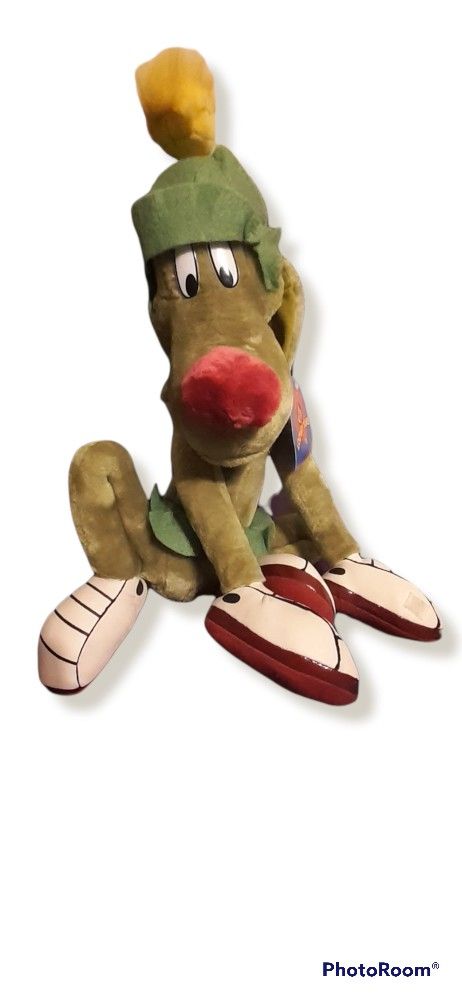 Rare Vintage 1998 23" Looney Tunes Marvin Martian Green Comander K9 Dog Plush In Excellent Condition.