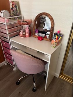 White Compact Desk/ Vanity