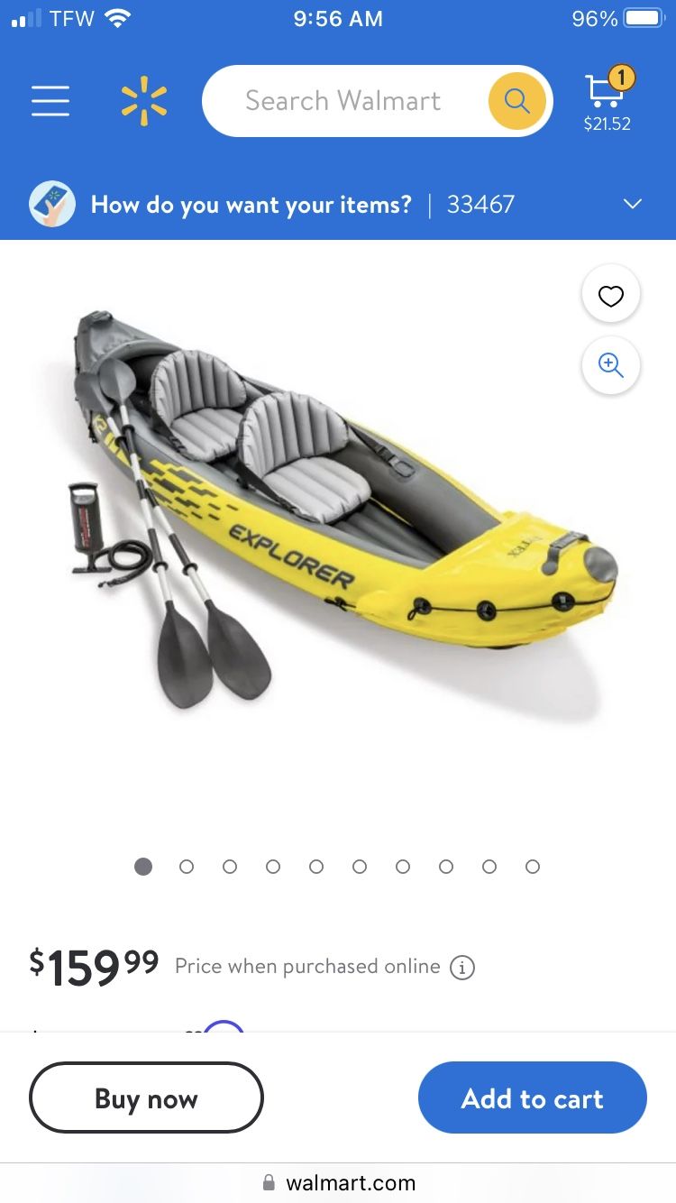 11ft Long Two Person Inflatable Kayak Complete With Two Paddles And Two Way Pump