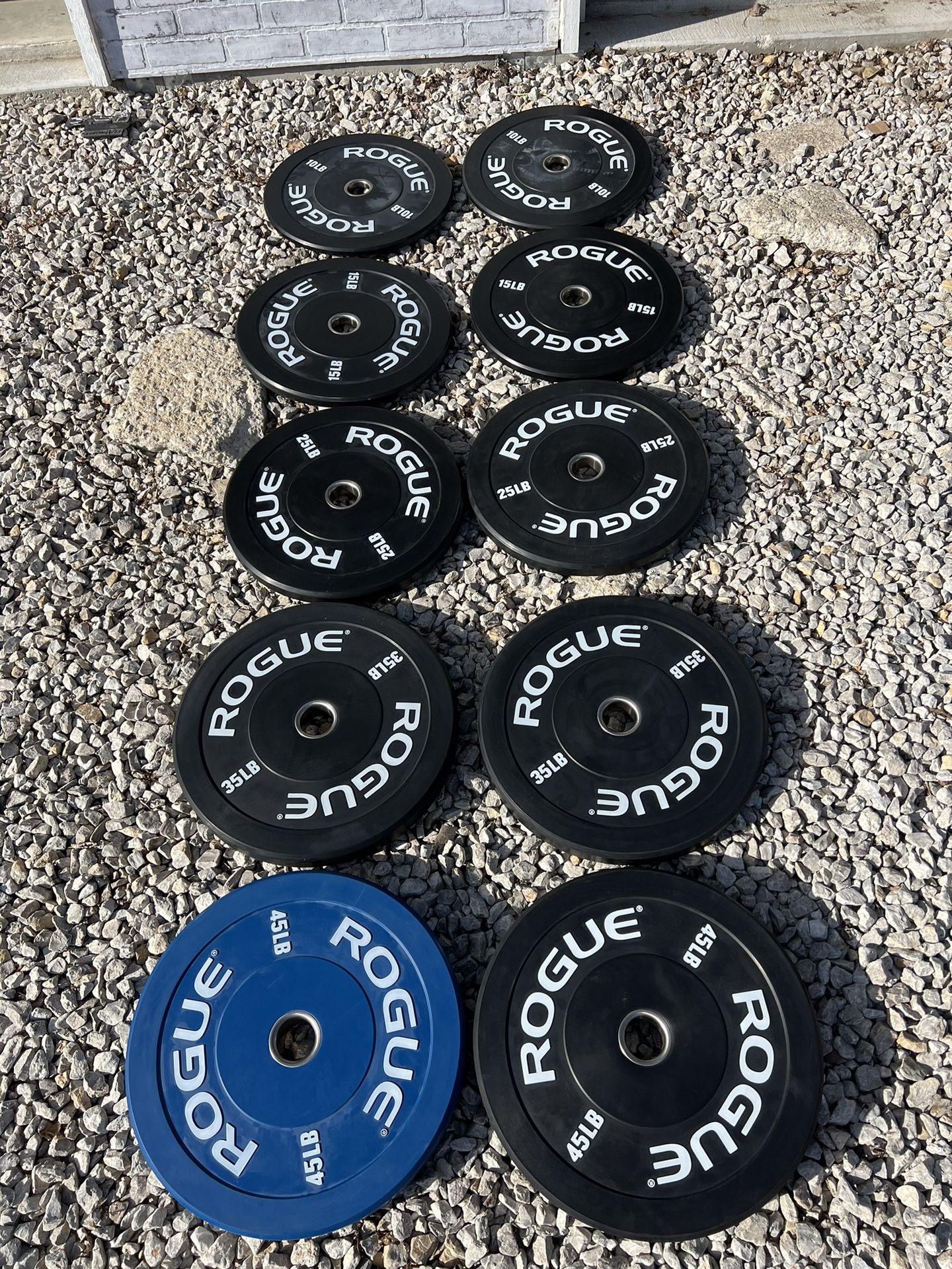 Rogue Fitness Echo 260lb Olympic Bumper Plate Set NEW 10-15-25-35-45lb