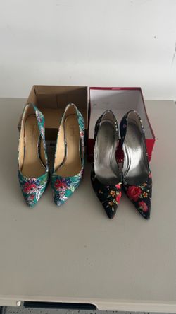 Floral Pattern High Heels - Set of 2