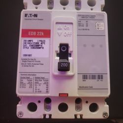 Eaton EDB 22k 200 Amp 3-Pole Circuit Breaker EDB3200 - New Open Box