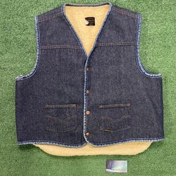 Vintage 1970s Roebucks denim Sherpa vest