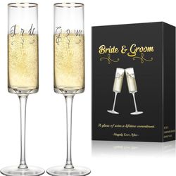 Bride And Groom Champagne Glasses 
