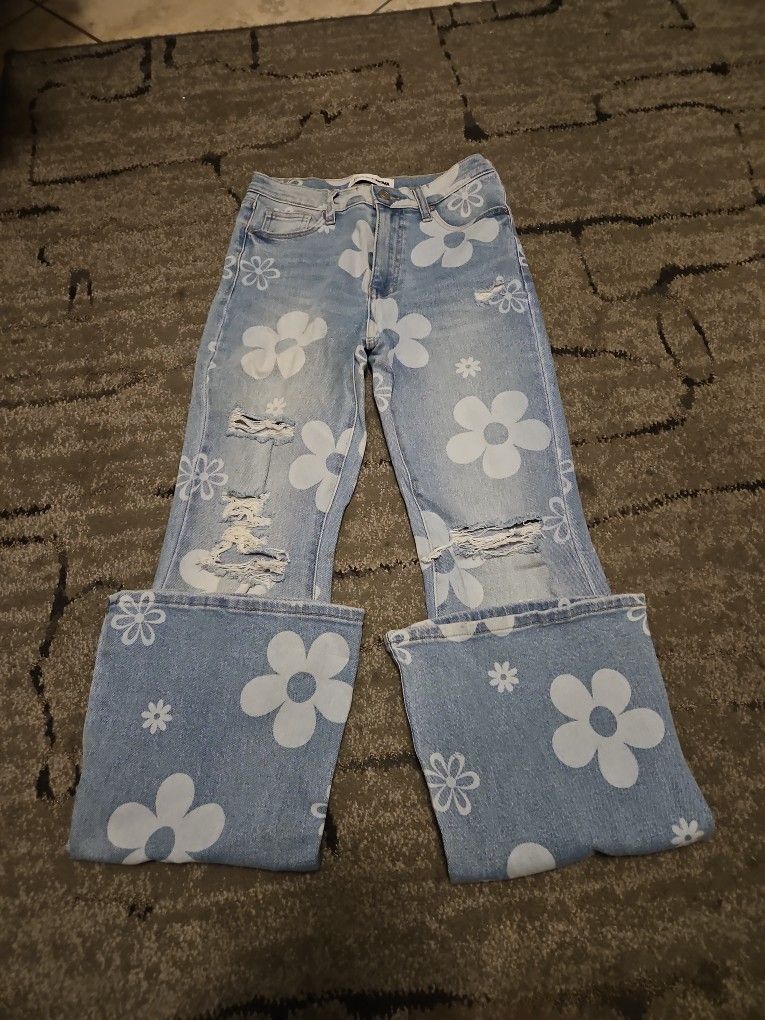 Flower Bell Bottom Jeans