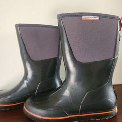 Grundens 12" Deck Boots Black Orange Work Boots Rubber Rain Boots Mens Size 8