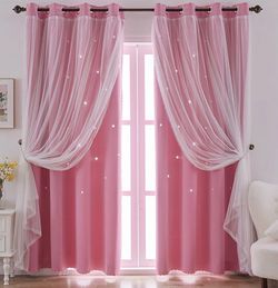 Pink window curtains