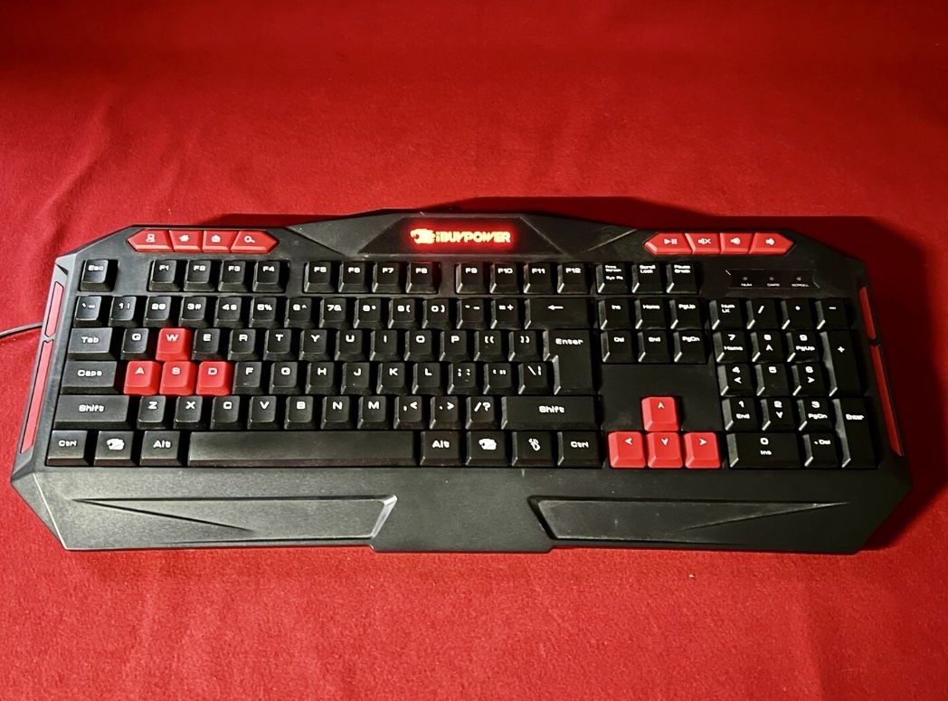 iBUYPOWER Ares E1 Gaming Keyboard Spill Resistant, Black Red