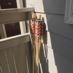 2 Tiki Torches w/ Lighting Wicks