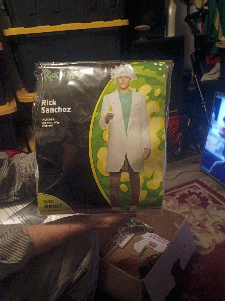 Rick Sanchez Spirit New Lab coat, Wig And Unibrow Costume