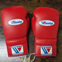 Winning Boxing Gloves MS-500 14 oz Lace-up Professional Type Red JAPAN Used