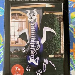 Light-Up Inflatable Skeleton Dragon, Looks Purple when Lit Throughout