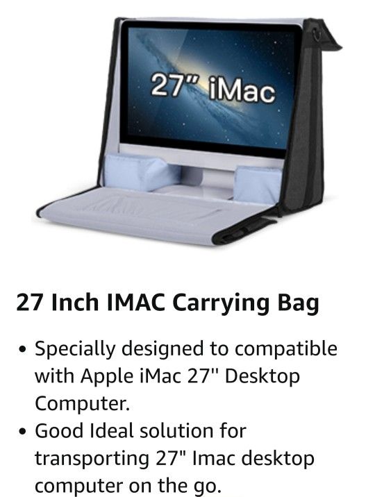 Damero Carrying Tote Bag Compatible with Apple 27" iMac Desktop Computer, Travel Storage Bag