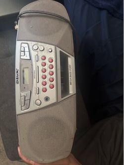 vintage Sony CFD-922 boombox in a cranberry red