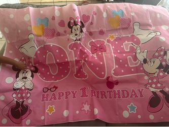 1st year birthday Minnie Mouse banner