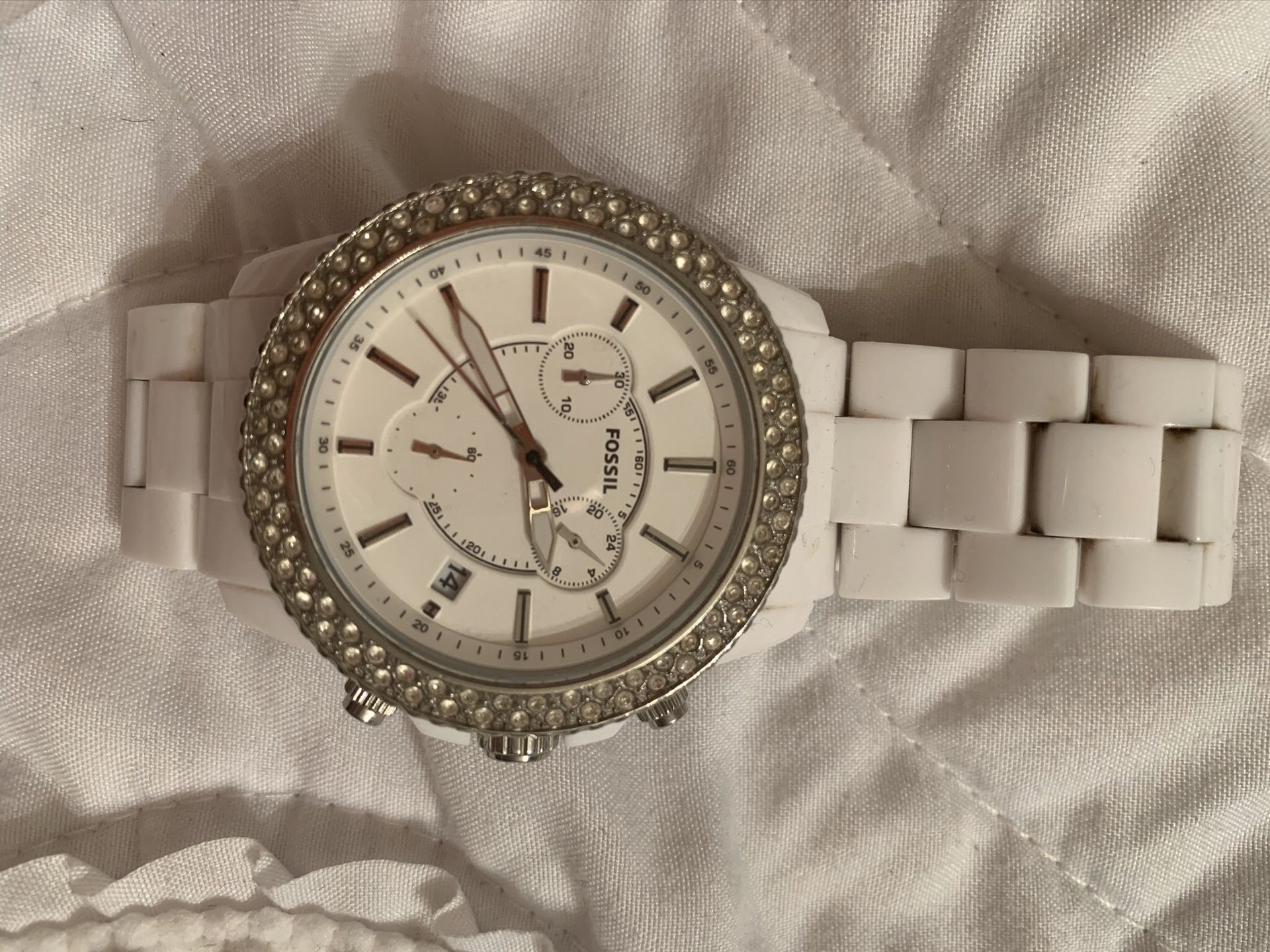 White Fossil Watch