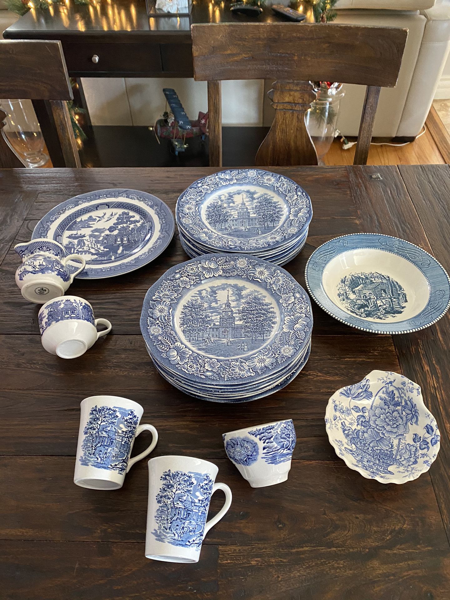 Liberty blue Dinner Plates And Cups Made In England
