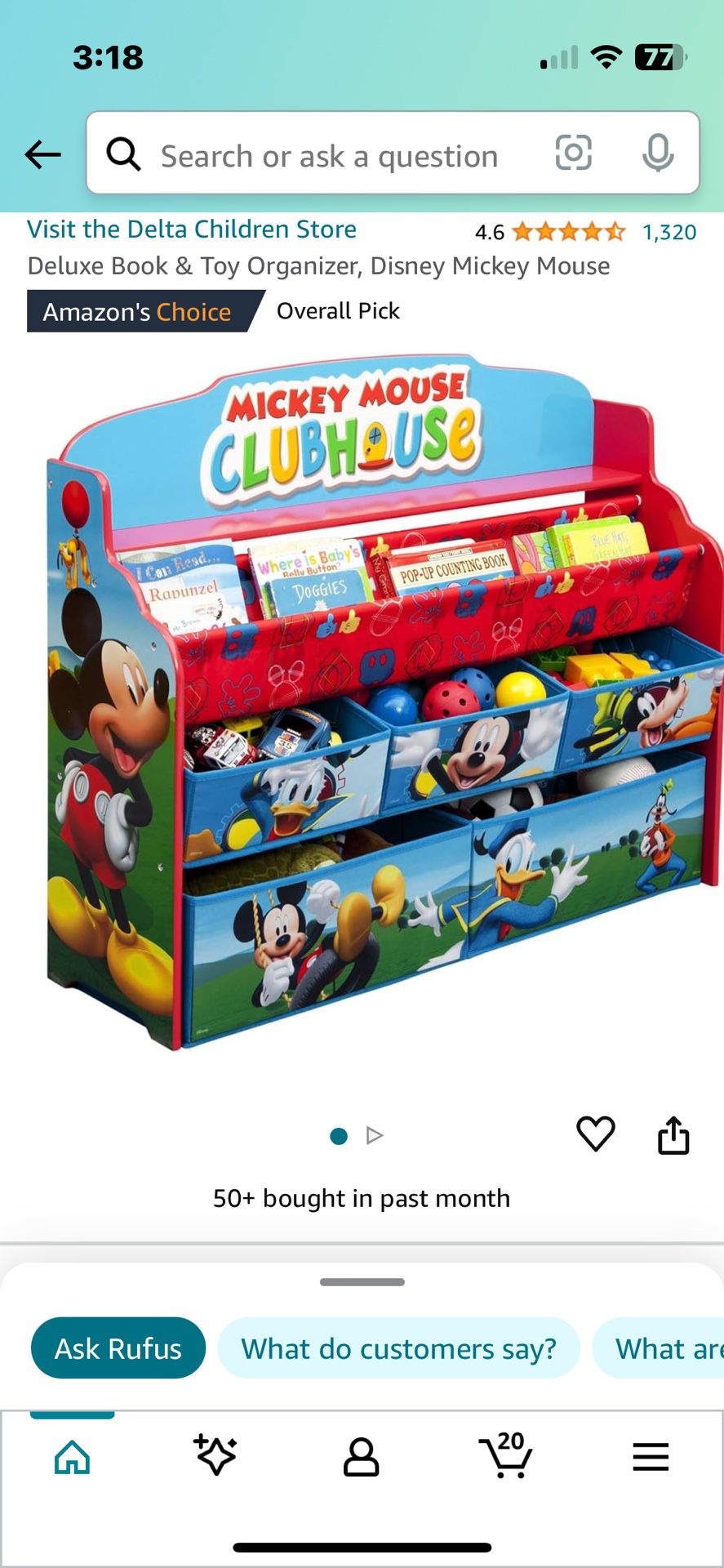 Mickey Mouse & Minnie Mouse Toy Organizers 