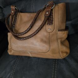 Fossil Brown Leather Shoulder Bag Tote Handbag  Purse 16" X 11" X 5"