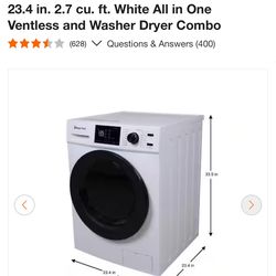 Magic Chef 23.4 in. 2.7 cu. ft. White All in One Ventless and Washer Dryer Combo