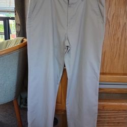 GEORGE Khaki/Beige Men's Pants NEW Flat Front 60% Breathable Cotton 38 X 32 