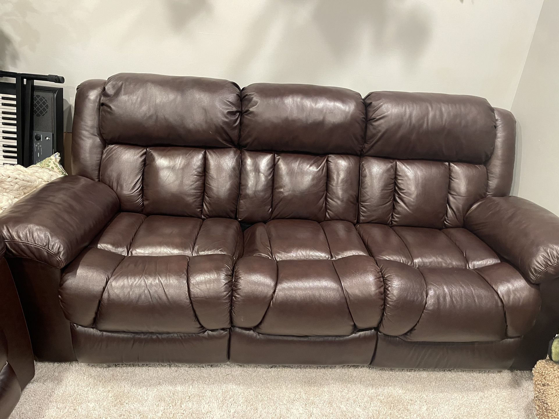 Leather sofa and 2 recliners