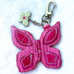 ✨PINK BUTTERFLY BAG CHARM PINK BUTTERFLY KEYCHAIN LEATHER BUTTERFLY✨
