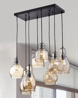 Cieling lamp 8 globes smoke glass.