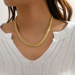 Hip Hop Style Luxury Snake Chain 14K gold Plated stainless steel  Necklace 