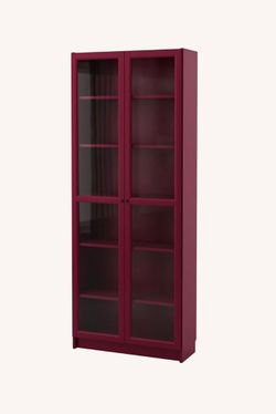 IKEA BILLY Bookcase with Glass Doors. Burgundy (Discontinued) – $150 OBO