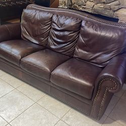 Brown leather sofa
