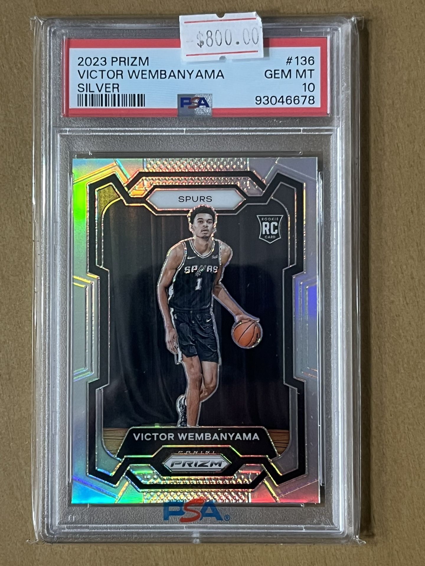 2023 PANINI SILVER PRIZM VICTOR WEMBANYAMA PSA 10 GEM MINT SPURS 