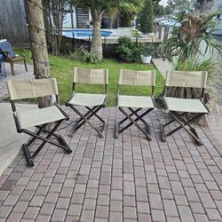 4 Folding wood deck chairs