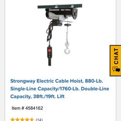 Cable Hoist-Open Box Never Used