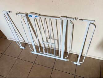 Carlson Pet Products Metal Dog Gate with Walk-Through and Additional Small Door, 30" Tall, White
